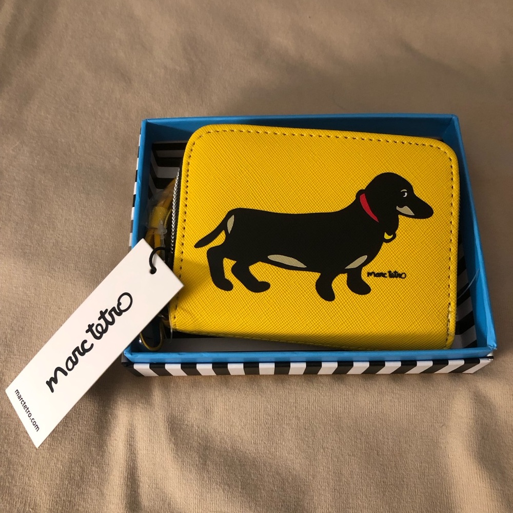 NEW Marc Tetro Yellow Dachshund Dog Wallet